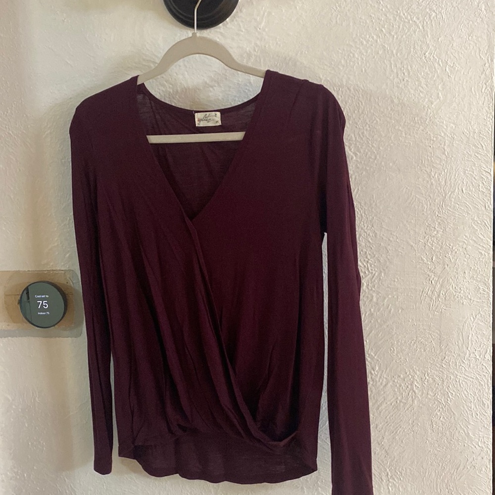 medium maroon cross over blouse